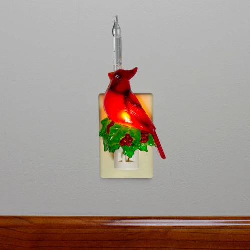 Northlight 7.5" Red Christmas Cardinal With Holly And Berry Bubble Night Light 4 Northlight 7.5" Red Christmas Cardinal With Holly And Berry Bubble Night Light - Image 2