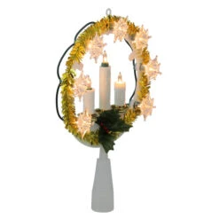 Northlight 8" Lighted Gold Tinsel Wreath With Candle Trio Christmas Tree Topper - Clear Lights 6 Northlight 8" Lighted Gold Tinsel Wreath With Candle Trio Christmas Tree Topper - Clear Lights -Northlight Shop northlightct 74 685 066 2 19758.1587644957