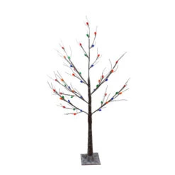 Northlight 4' Pre-Lit LED Brown Artificial Christmas Tree- Multi-Colored Lights
