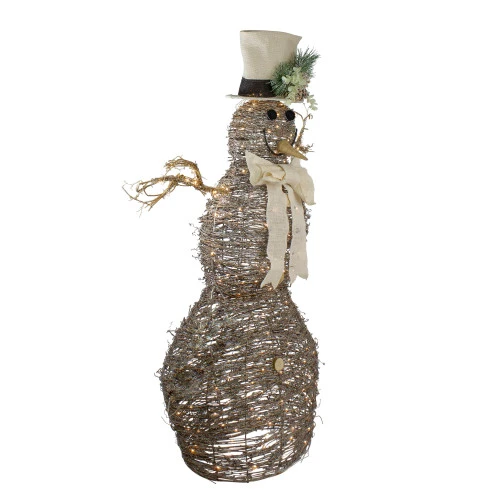 Northlight 48" LED Lighted Rattan Snowman Outdoor Christmas Decoration 4 Northlight 48" LED Lighted Rattan Snowman Outdoor Christmas Decoration - Image 2