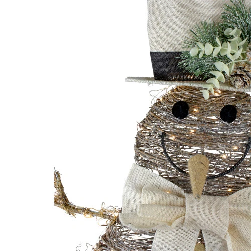 Northlight 48" LED Lighted Rattan Snowman Outdoor Christmas Decoration 5 Northlight 48" LED Lighted Rattan Snowman Outdoor Christmas Decoration - Image 3