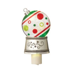 7" White And Red Christmas Traditions Shimmer Dots Ornament Christmas Night Light