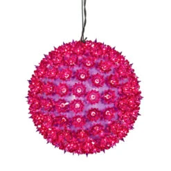 10" Pink And Purple Lighted Sphere Hanging Christmas Decor