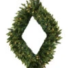 Pre-Lit Camdon Fir Diamond Shaped Artificial Christmas Wreath - 42-Inch, Clear Lights