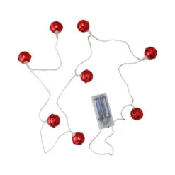Northlight 8 Battery Operated Red LED Jingle Bell Christmas Lights - Clear Wire