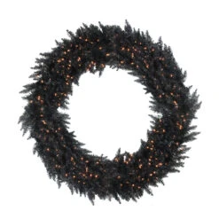 Pre-Lit Black Ashley Spruce Artificial Christmas Wreath - 72-Inch, Clear Lights