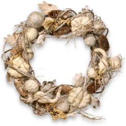Christmas Central White Pumpkin Artificial Wreath - 20-Inch, Unlit