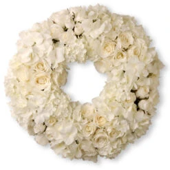 18" White Roses & Hydrangeas Wreath