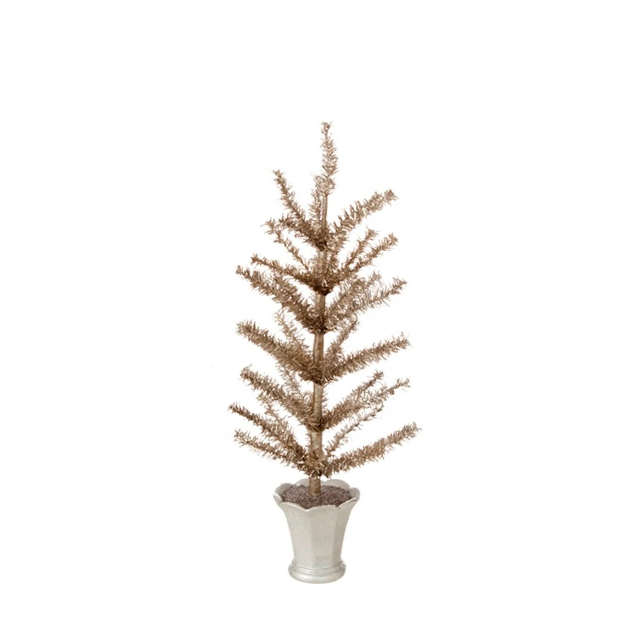 15" Brown Artificial Christmas Tree In Glittered Silver Pot - Unlit 3 15" Brown Artificial Christmas Tree In Glittered Silver Pot - Unlit