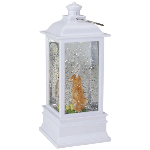 9" White Dog With Bunny Ears Easter Lighted Glittering Snow Dome Lantern 5 9" White Dog With Bunny Ears Easter Lighted Glittering Snow Dome Lantern - Image 3