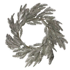 Green And Silver Glittered Pine Artificial Christmas Wreath - 22-Inch, Unlit