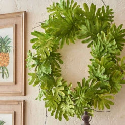 Philodendron Leaves And Twigs Artificial Tropical Wreath - 26-Inch, Unlit -Northlight Shop raz w3810341 3 55875.1599268559