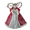 Roman Set Of 2 Beige And Red Holly Floral Dress Angel Christmas Tree Toppers 17"