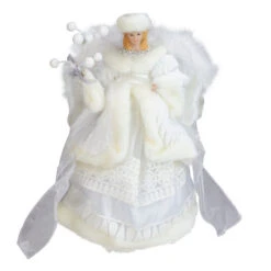 Roman 12" White Angel In A Dress Christmas Tree Topper- Unlit
