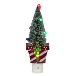 Roman 8" Red And Green Present With Frosted Christmas Tree Night Light