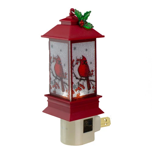 Roman 6" Red Cardinal Holly Christmas Lantern Night Light 5 Roman 6" Red Cardinal Holly Christmas Lantern Night Light - Image 3