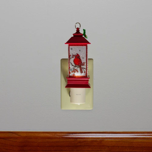 Roman 6" Red Cardinal Holly Christmas Lantern Night Light 4 Roman 6" Red Cardinal Holly Christmas Lantern Night Light - Image 2
