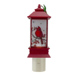 Roman 6" Red Cardinal Holly Christmas Lantern Night Light