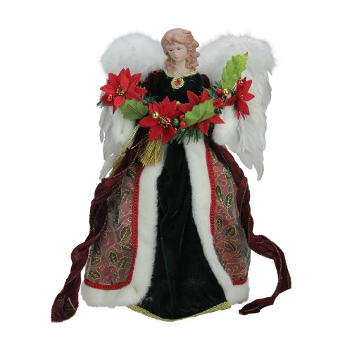 Roman 16" Green And Red Holly Berry Christmas Angel Tree Topper 3 Roman 16" Green And Red Holly Berry Christmas Angel Tree Topper