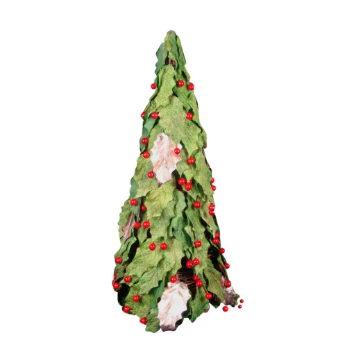 Roman 1.5' Slim Twas Night Red Holly Berry And Leaf Artificial Christmas Cone Tree - Unlit 4 Roman 1.5' Slim Twas Night Red Holly Berry And Leaf Artificial Christmas Cone Tree - Unlit - Image 2