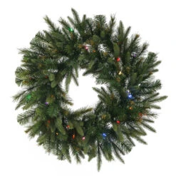 30" Pre-Lit Battery Operated Mixed Pine Cashmere Christmas Wreath - Multi Lights - 30838010