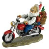 18" Biker Santa Hand Painted Outdoor Garden Statue