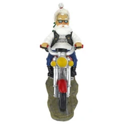 18" Biker Santa Hand Painted Outdoor Garden Statue -Northlight Shop santabike 3 24538.1588362722