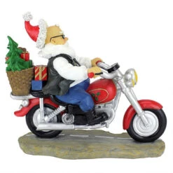 18" Biker Santa Hand Painted Outdoor Garden Statue -Northlight Shop santabike 4 04940.1588362723