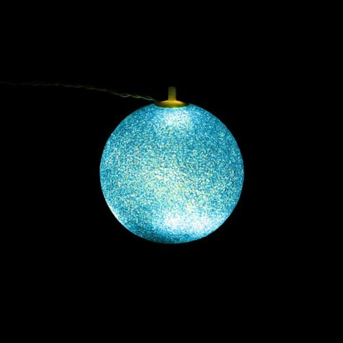 Sienna 7" Blue Shimmering Sphere Mini Ball Outdoor Decorative Patio Christmas Light - 12 Ft Green Wire 4 Sienna 7" Blue Shimmering Sphere Mini Ball Outdoor Decorative Patio Christmas Light - 12 Ft Green Wire - Image 2
