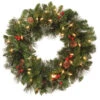 Christmas Central Pre-Lit Decorated Crestwood Spruce Artificial Christmas Wreath - 20-Inch, Clear Lights