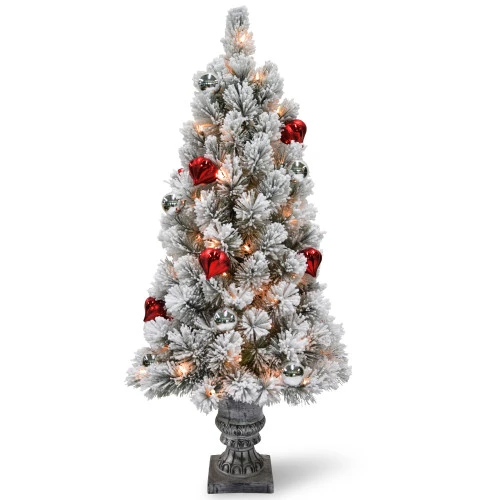 Christmas Central 4’ Pre-Lit Potted Snowy Bristle Pine Artificial Christmas Tree, Clear Lights 3 Christmas Central 4’ Pre-Lit Potted Snowy Bristle Pine Artificial Christmas Tree, Clear Lights
