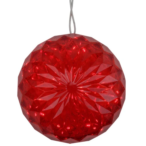Northlight 6” Red LED Christmas Crystal Sphere Hanging Outdoor Decoration 2 Northlight 6” Red LED Christmas Crystal Sphere Hanging Outdoor Decoration