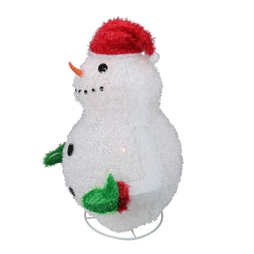 24" Pre-Lit Red And White Snowman Outdoor Christmas Yard Decor 5 24" Pre-Lit Red And White Snowman Outdoor Christmas Yard Decor - Image 3