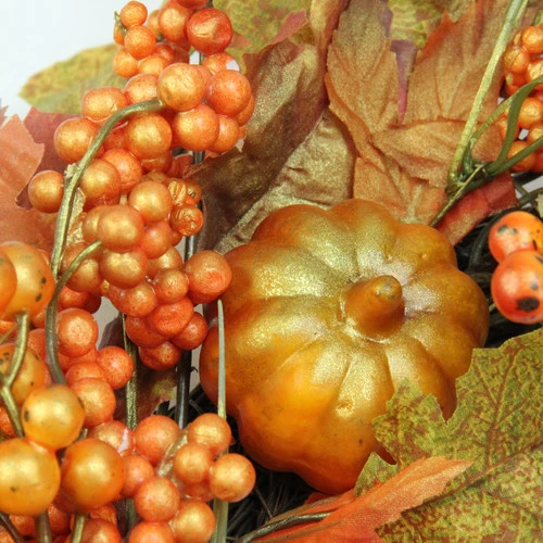 Northlight Autumn Leaves, Pumpkins And Berries Artificial Thanksgiving Wreath, 22-Inch, Unlit 5 Northlight Autumn Leaves, Pumpkins And Berries Artificial Thanksgiving Wreath, 22-Inch, Unlit - Image 3