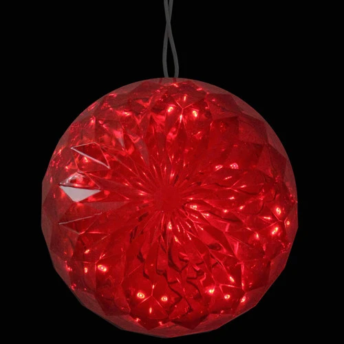 Northlight 6” Red LED Christmas Crystal Sphere Hanging Outdoor Decoration 3 Northlight 6” Red LED Christmas Crystal Sphere Hanging Outdoor Decoration - Image 2
