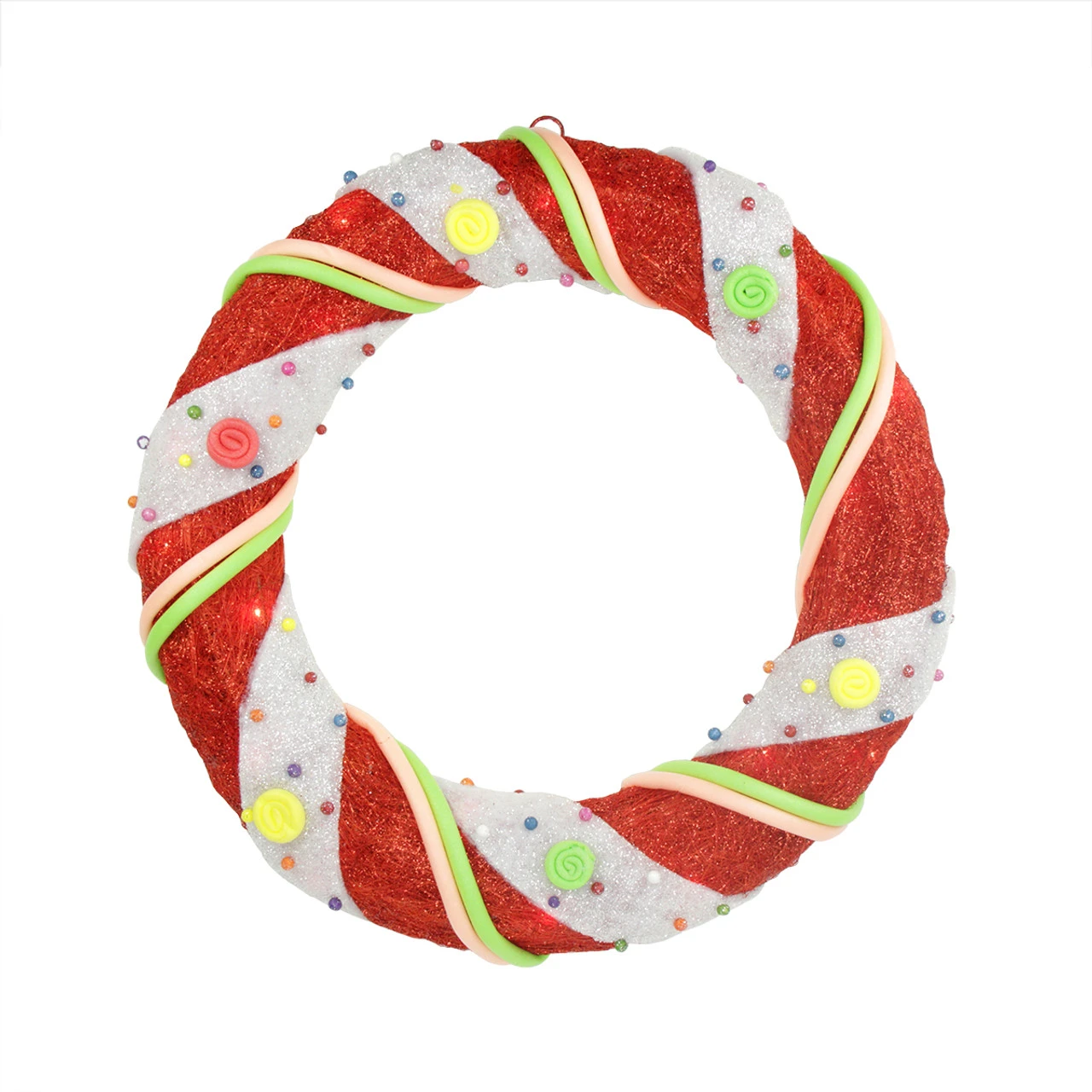 Northlight Pre-Lit Candy Cane Stripe Sisal Artificial Christmas Wreath - 18-Inch, Clear Lights 3 Northlight Pre-Lit Candy Cane Stripe Sisal Artificial Christmas Wreath - 18-Inch, Clear Lights