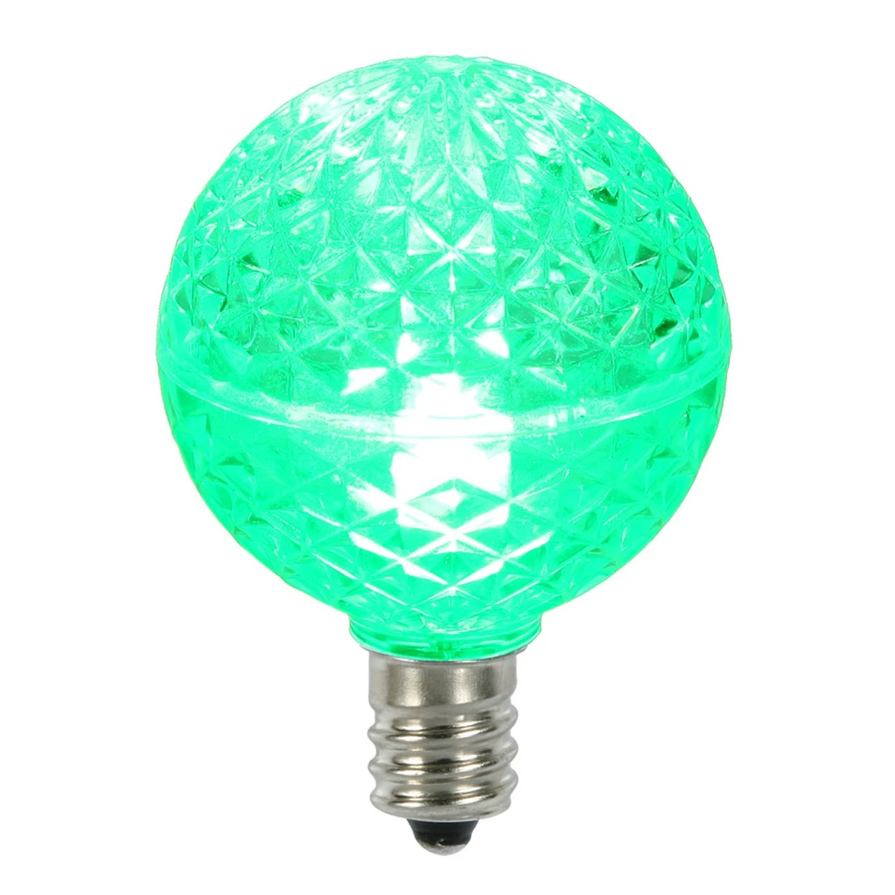 Club Pack Of 25 LED G40 Green Faceted Replacement Christmas Light Bulbs 3 Club Pack Of 25 LED G40 Green Faceted Replacement Christmas Light Bulbs