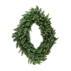 48" Pre-Lit Camdon Fir Diamond Shaped Christmas Wreath - Clear LED Lights