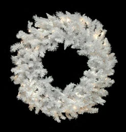 Pre-Lit LED Flocked Spruce Christmas Wreath - 72-inch, Clear Lights