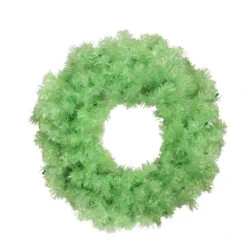 Vickerman 24" Pre-Lit Chartreuse Green Wide Cut Artificial Christmas Wreath - Green Lights