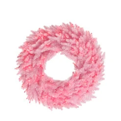 Pre-Lit Pink Ashley Spruce Christmas Wreath - 36-Inch, Clear Pink Lights