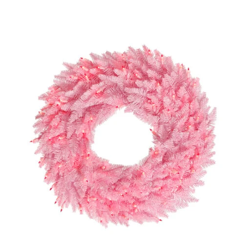 Pre-Lit Pink Ashley Spruce Christmas Wreath - 36-Inch, Clear Pink Lights 1 Pre-Lit Pink Ashley Spruce Christmas Wreath - 36-Inch, Clear Pink Lights -Northlight Shop vickerman k882337 33819.1588344319