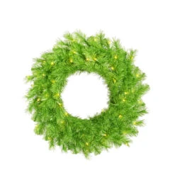 Pre-Lit Lime Green Ashley Spruce Artificial Christmas Wreath - 36-Inch, Clear And Green Lights