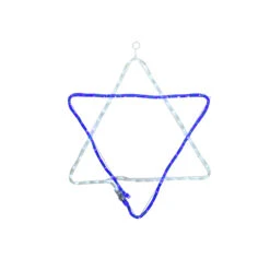 100 Blue And White Hanging Star Of David LED Rope Hanukkah Lights - 3 Ft White Wire