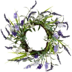 Northlight Green And Purple Twig Artificial Floral Wreath, 16-Inch - Unlit