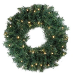24" Pre-Lit Green Cedar Pine Artificial Christmas Wreath - Clear Lights