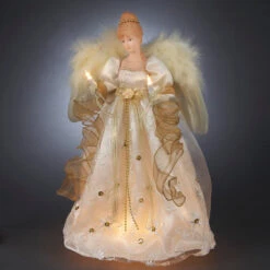 Kurt Adler 16" Lighted Ivory And Gold Angel Christmas Tree Topper - Clear Lights -Northlight Shop wg2darq8wkrzbliv2d6u7syrxc17glsm 87693.1588415700