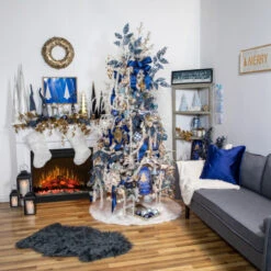 48" White Plush Solid Round Christmas Tree Skirt -Northlight Shop winter20blues 120cropped 51981.1670873816