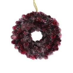 Northlight Burgundy Red Glittered Pine Cone Artificial Christmas Wreath, 9-Inch, Unlit