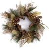 Melrose Brown And Gold Mixed Foliage Pine Cone Artificial Christmas Wreath - 24-Inch, Unlit